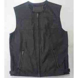 Gillet in pelle collo alto