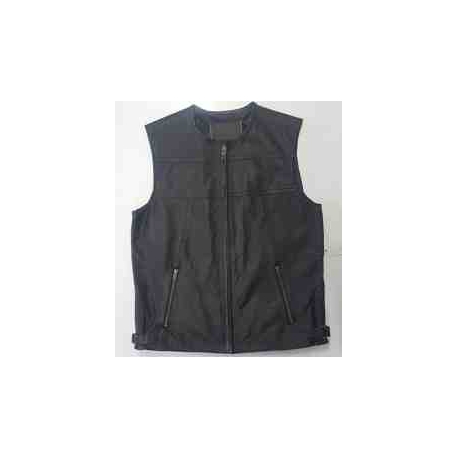 Gillet in pelle collo alto