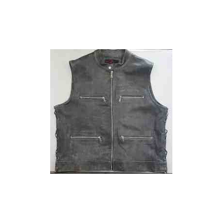 Gillet i pelle grigio