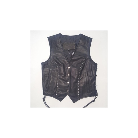 Gillet donna in pelle con borchie