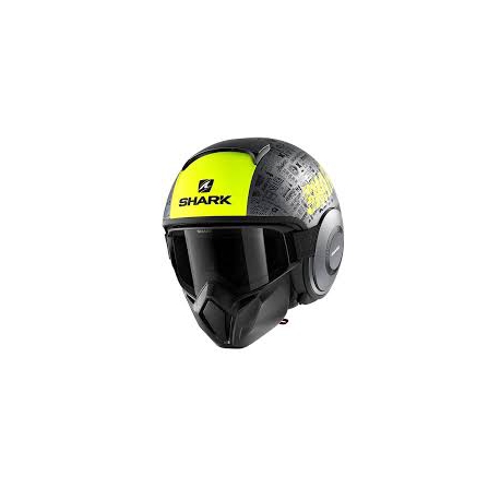 Casco Shark jet in termoplastica STREET-DRAK TRIBUTE RM MAT grigio/giallo opaco